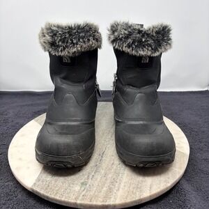 The North Face Heat Seeker Winter Snow Boots Fur Trim Waterproof Black Girl Sz 5